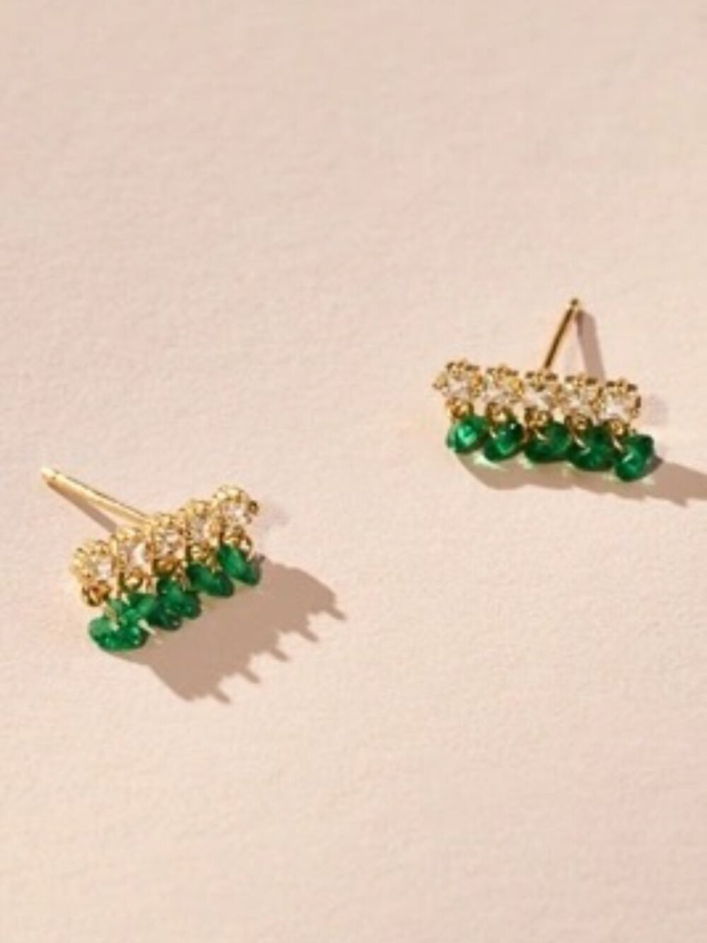 NWT Anthropologie Green Stone Crawler Earrings